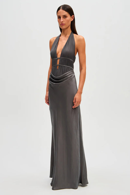 Misha Celine Satin Dress - Pewter