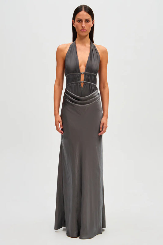 Misha Celine Satin Dress - Pewter