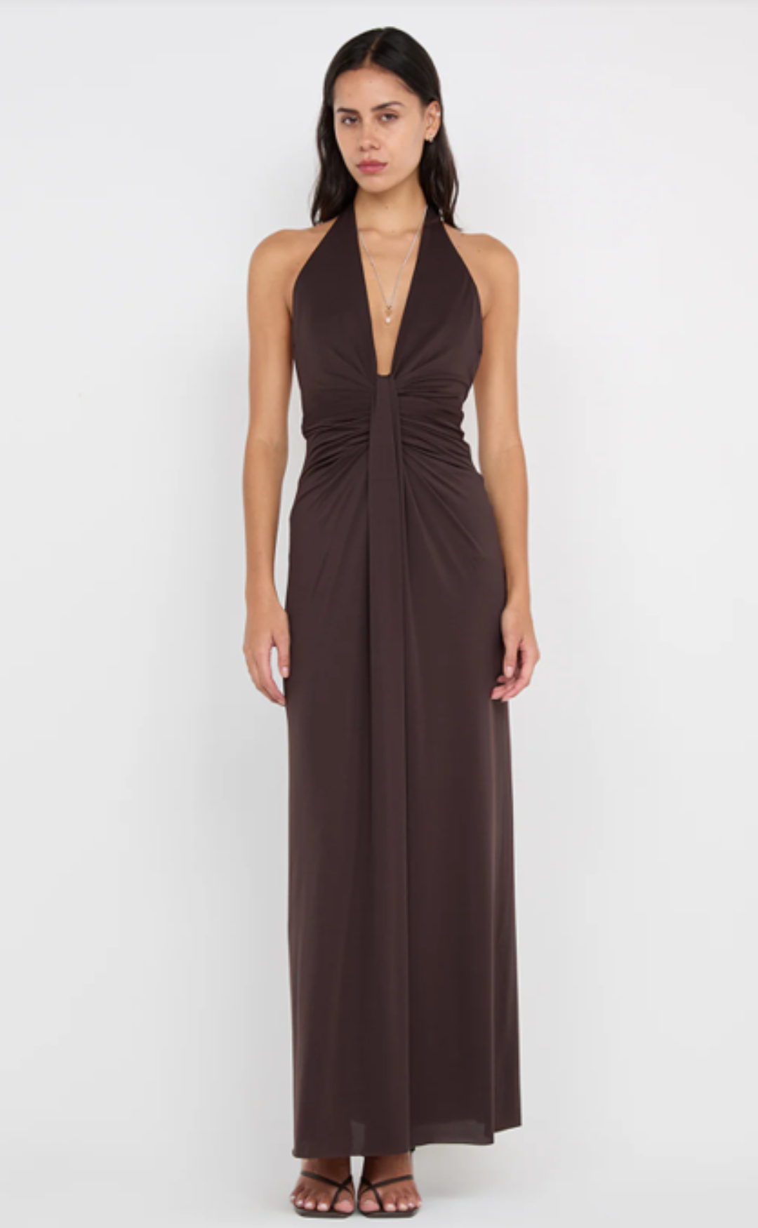 Bec + Bridge Tillie Drape Maxi - Dark Chocolate