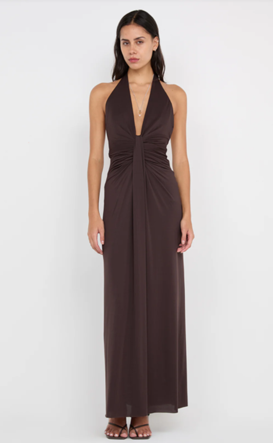 Bec + Bridge Tillie Drape Maxi - Dark Chocolate